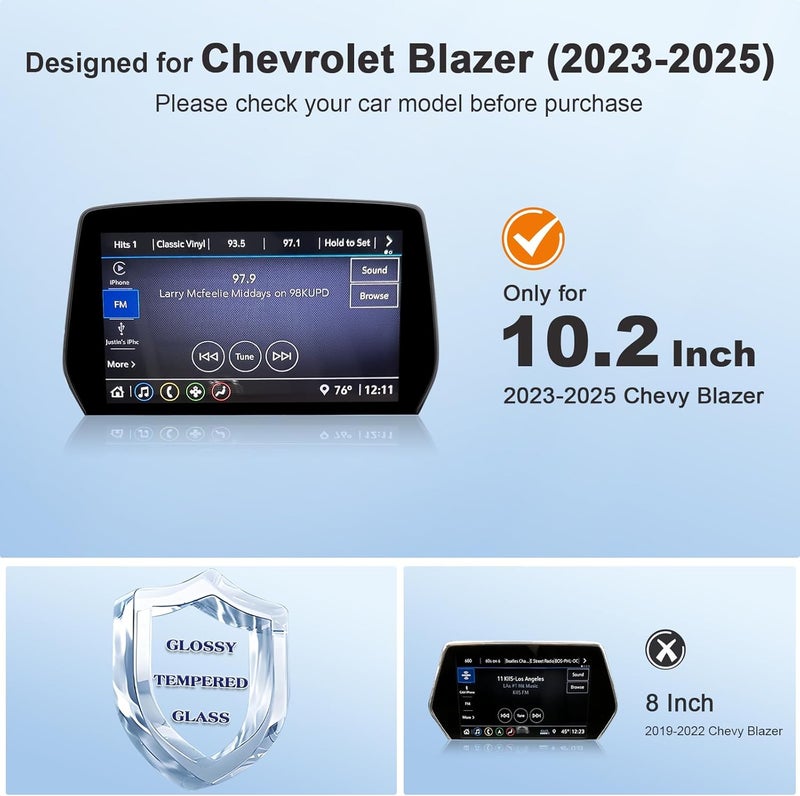 BSTW for 2025 Blazer Screen Protector for 2023 2024 Chevy Blazer 2LT/3LT/RS/Premier 10.2-in Touchscreen for 2025 Chevy Blazer Accessories Tempered Glass Protective Film - Image 2